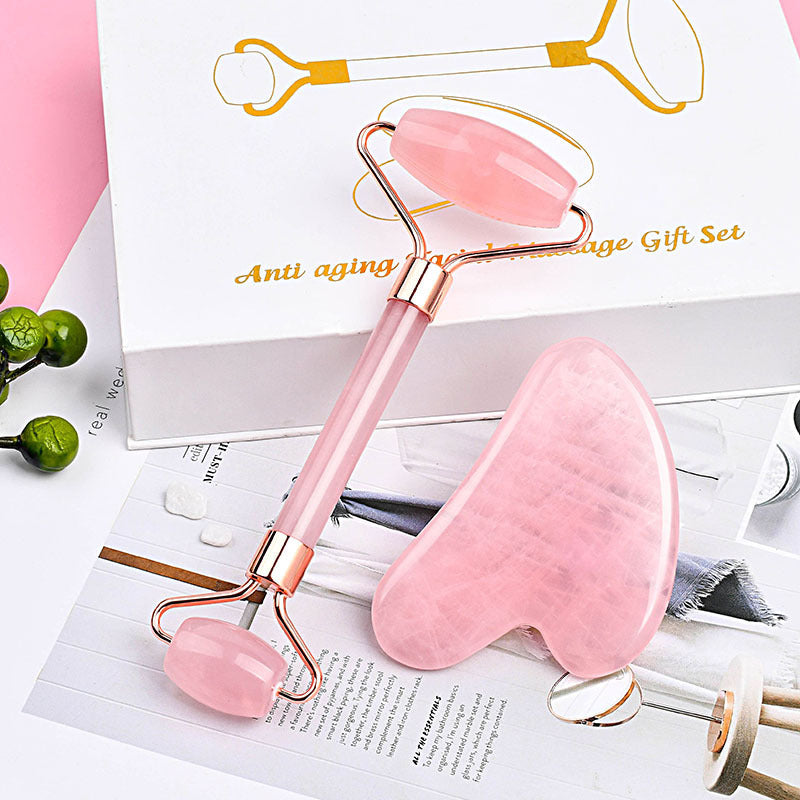 Pink Gua Sha Roller Set - Elevate Your Glow